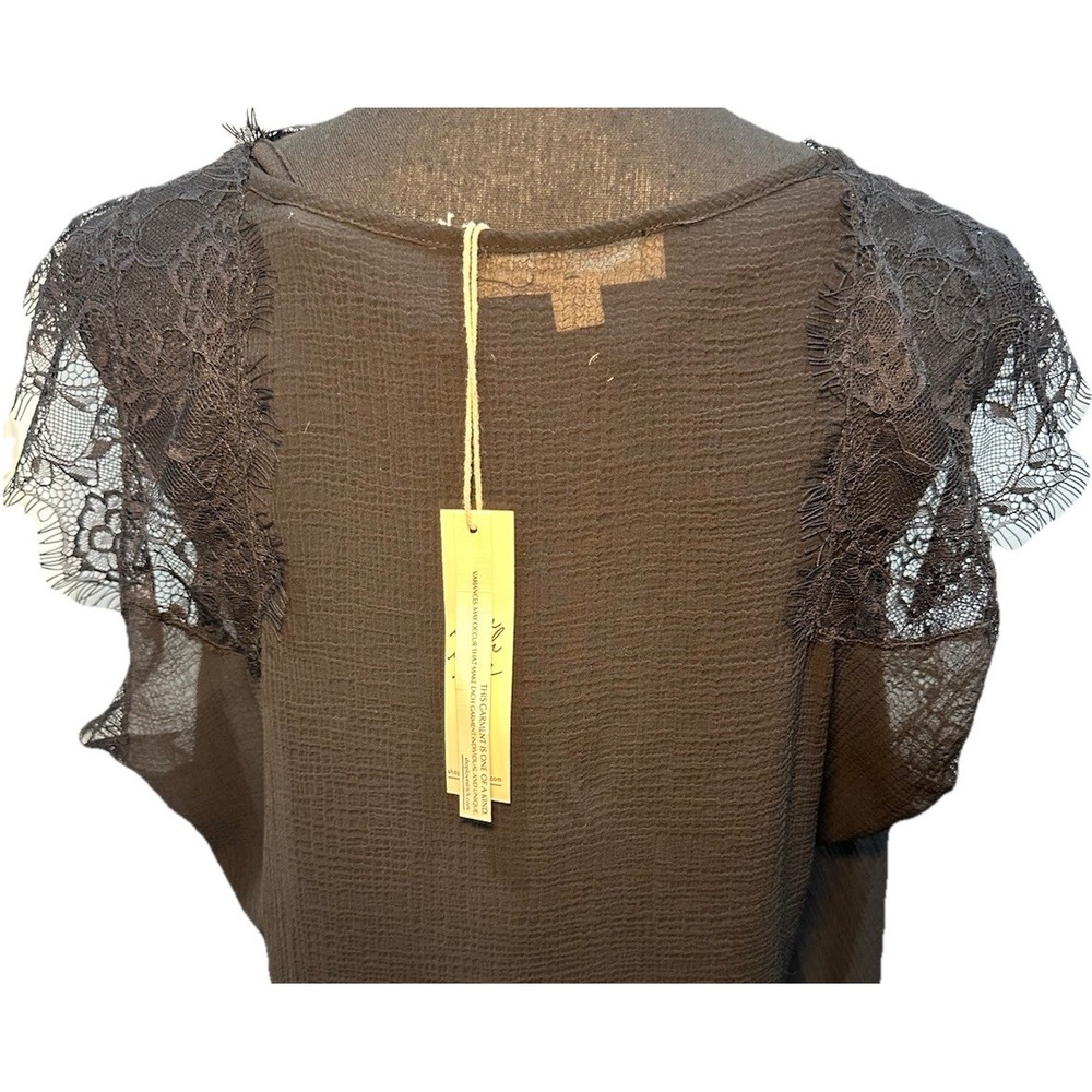 Lovestitch Top Women's Black Attached Tank Lace Cap Sleeve Polyester Medium NWT - Picture 4 of 9